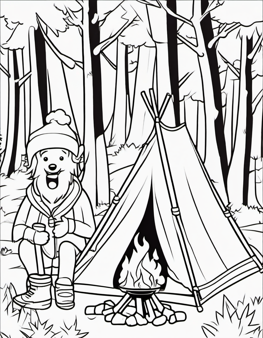 Campsite & Campfire coloring page
