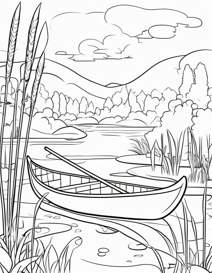 Canoe on the River coloring page
