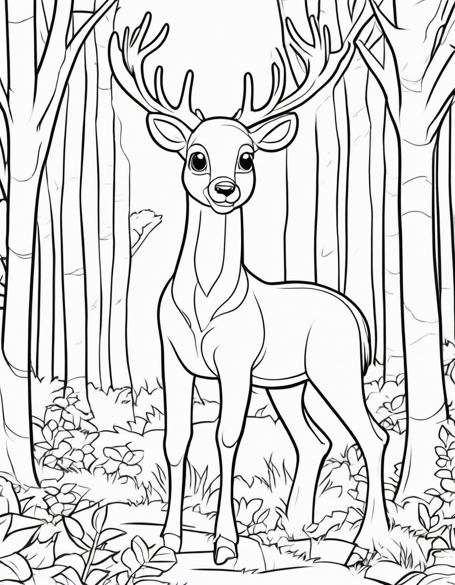 Deer in the Forest coloring page