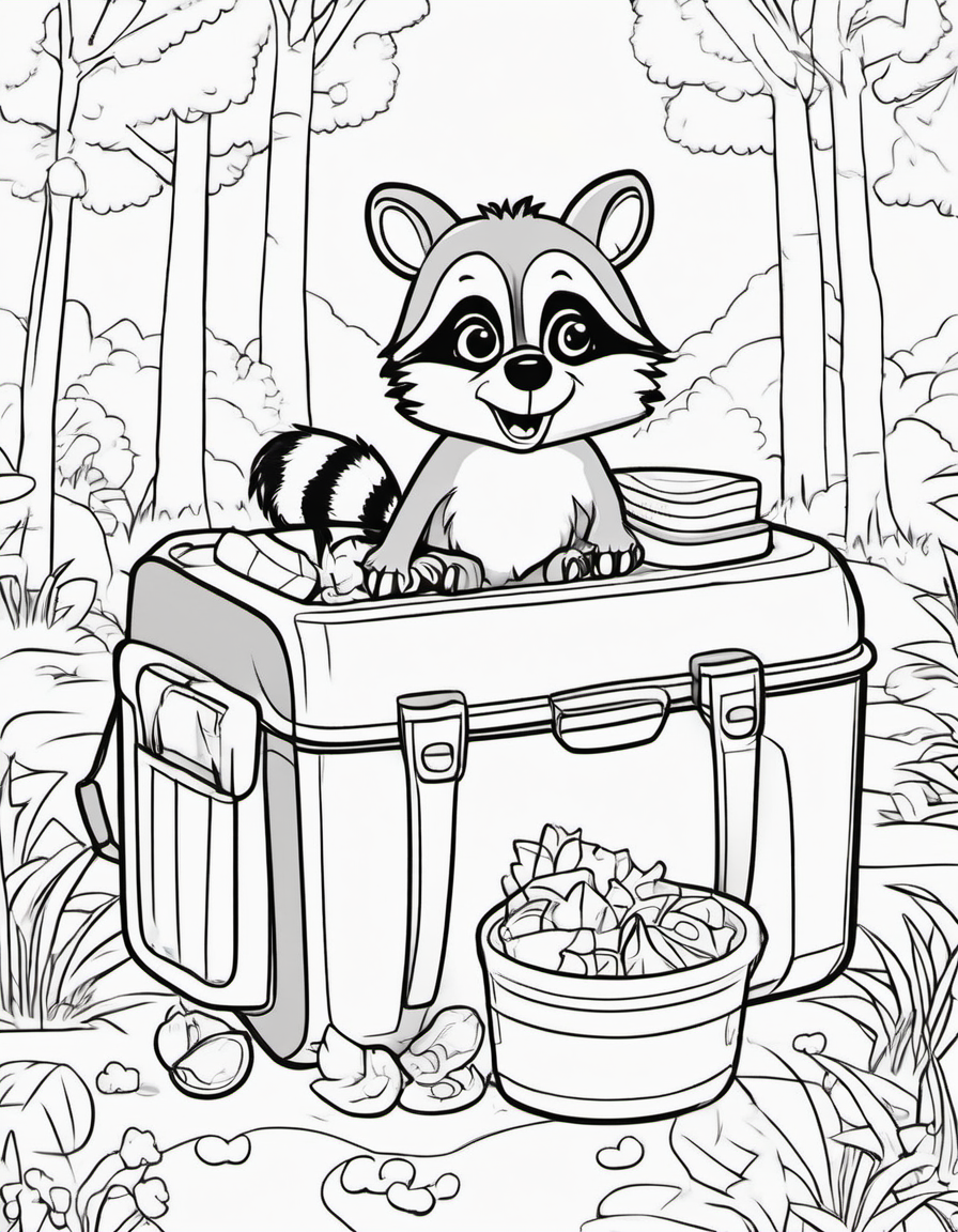 Campsite Raccoon coloring page