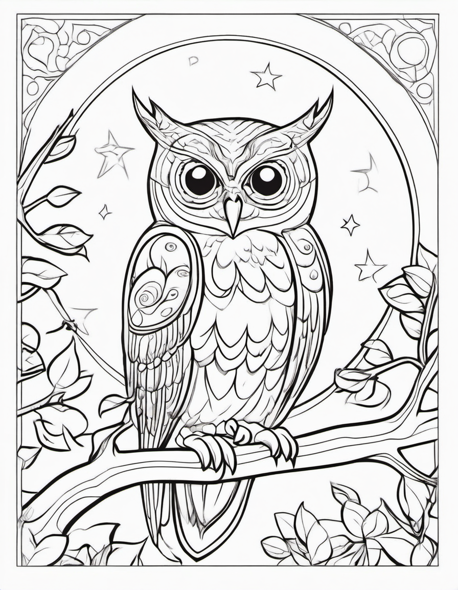 Owl in the Moonlight coloring page