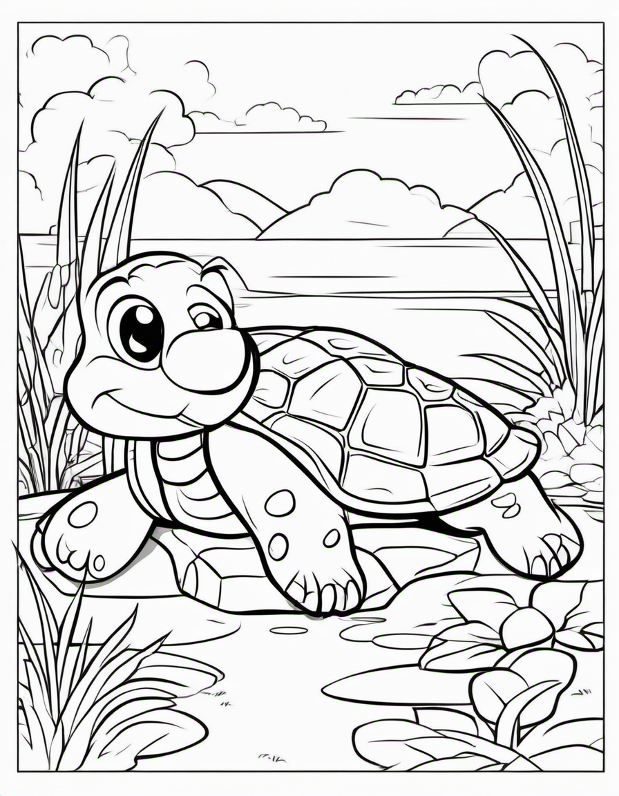 Turtle on a Log coloring page
