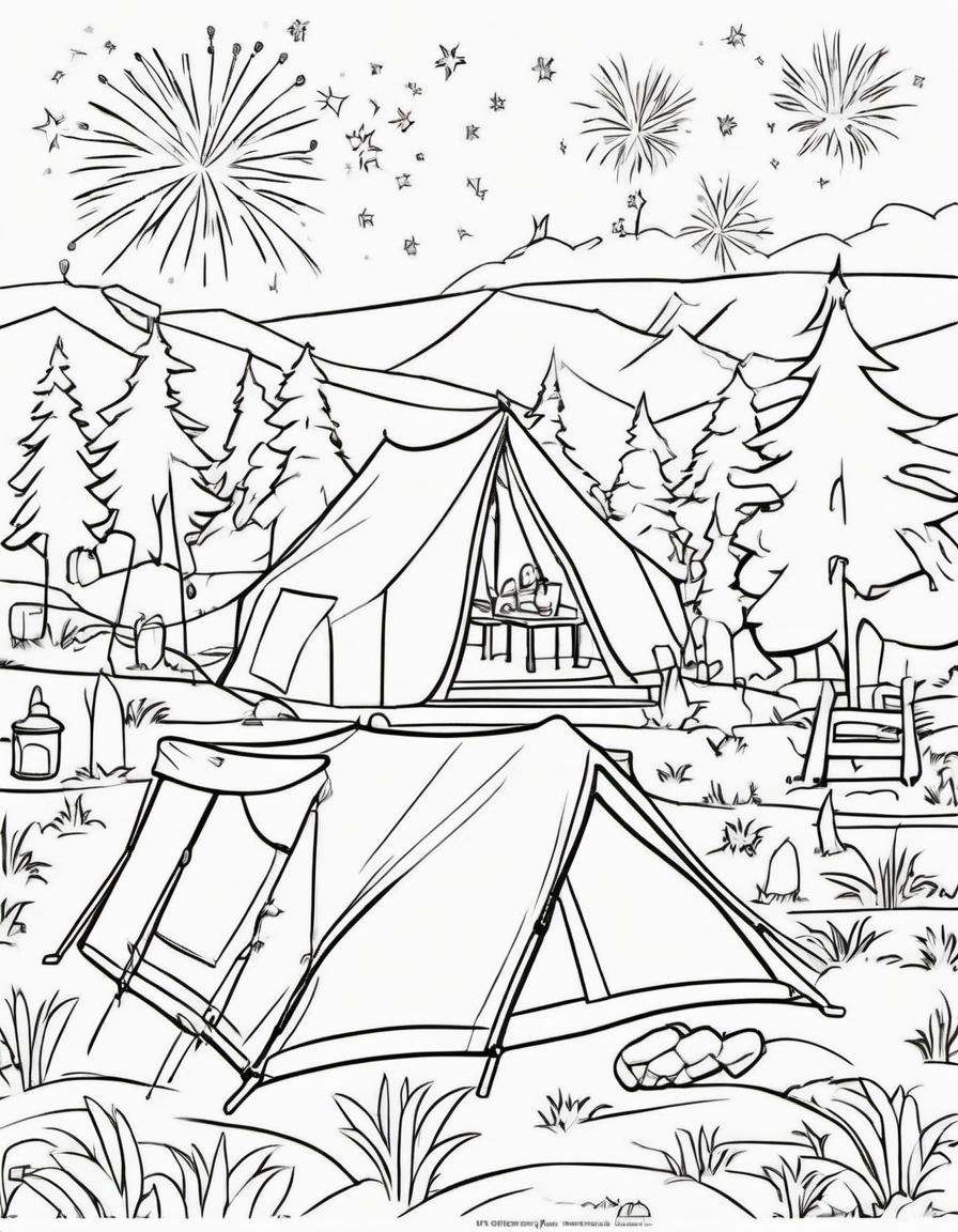 Fourth of July Fireworks coloring page